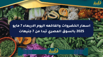 أسعار الخضروات والفاكهة اليوم الأربعاء 7 مايو 2025 بالسوق المصري تبدأ من 7 جنيهات
